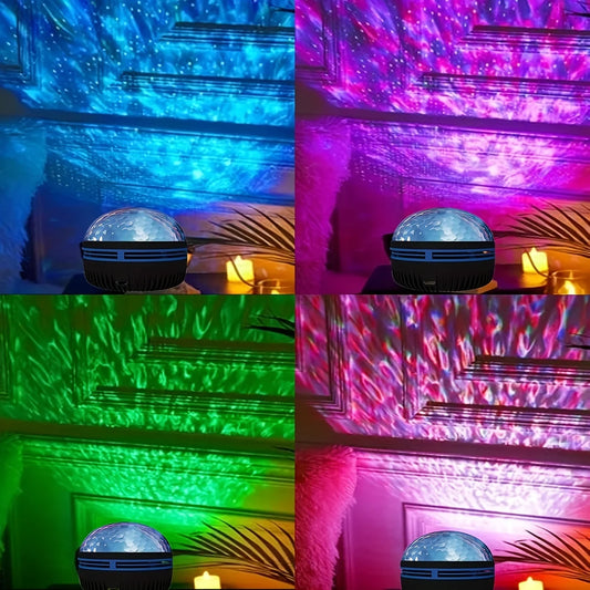 جهاز عرض النجوم، جهاز عرض المجرات، جهاز عرض أمواج المحيط المائي لغرفة النوم، إضاءة ليلية، ديكور غرفة النوم مع أنماط 7 ألوان