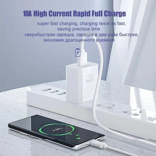 NNBILI 1-3 قطع 10A 100W نوع C كابل شحن سريع للغاية سلك بيانات لهواوي OPPO Vivo iQoo كابلات USB C للشحن السريع